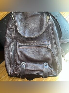Tignanello Dark Brown Pebbled Leather Backpack